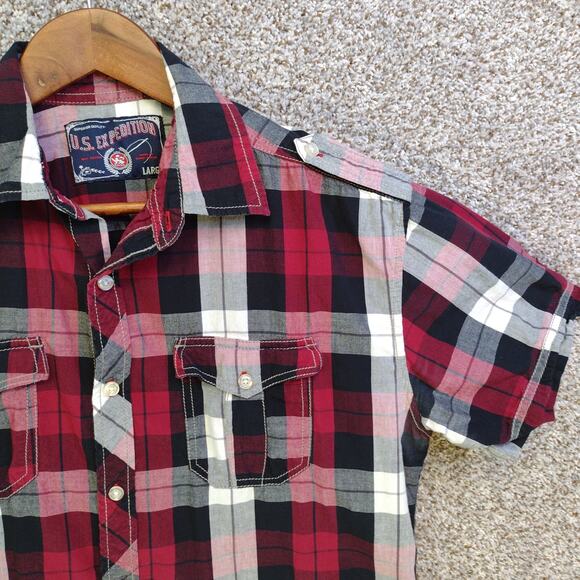 US Expedition Plaid Button Up Shirt Plaid Large - Picture 9 of 10
